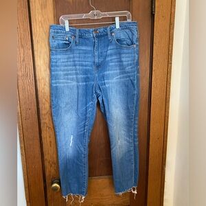 Madewell High Rise Slim Distressed Crop Boyjean